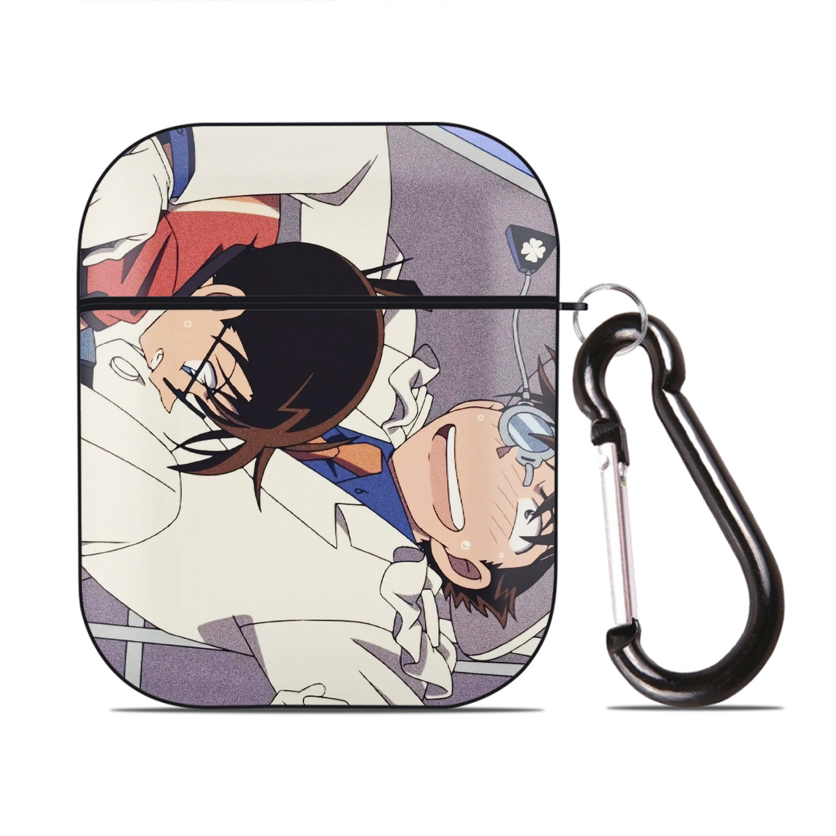 （画像用） 名探偵コナン Detective Conan AirPods 第2世代保護ケース ハードシェル ブラック 耐衝撃・防指紋・カラビナ付き