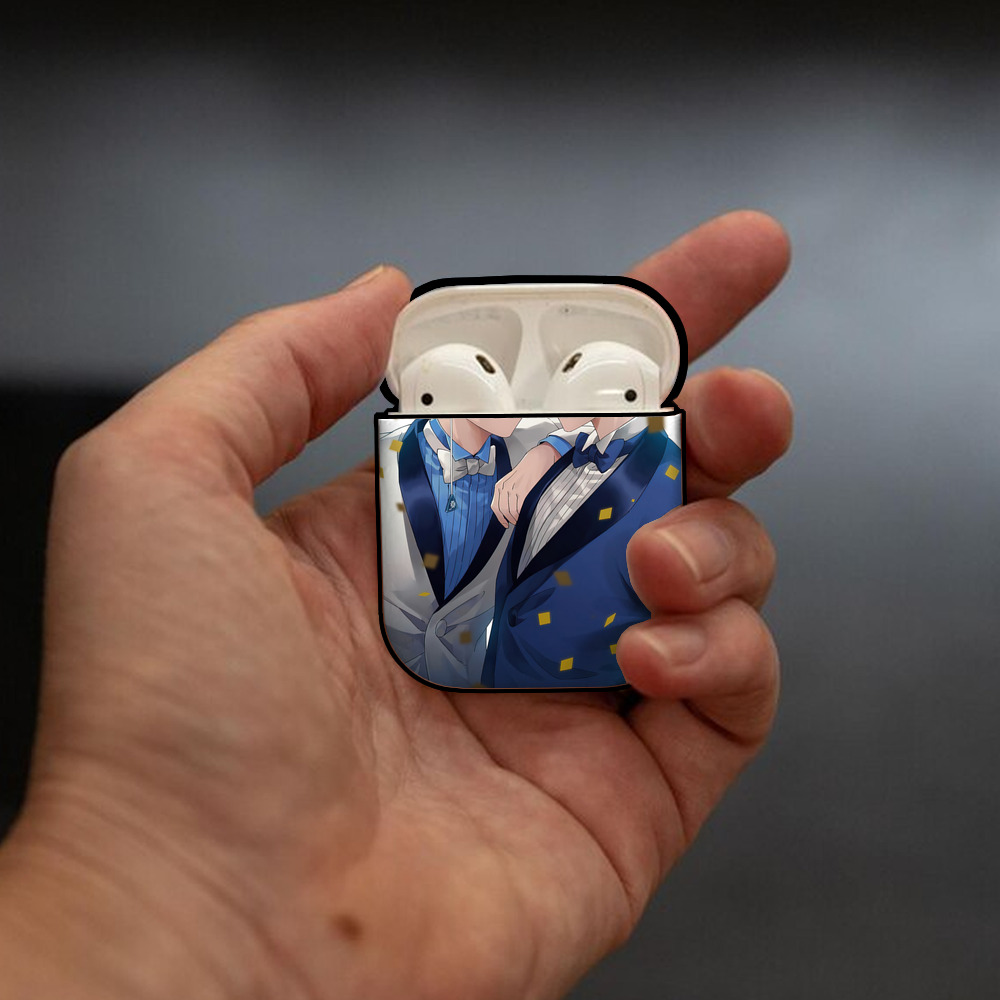 名探偵コナン Detective Conan AirPods 第2世代保護ケース ハードシェル ブラック 耐衝撃・防指紋・カラビナ付き
