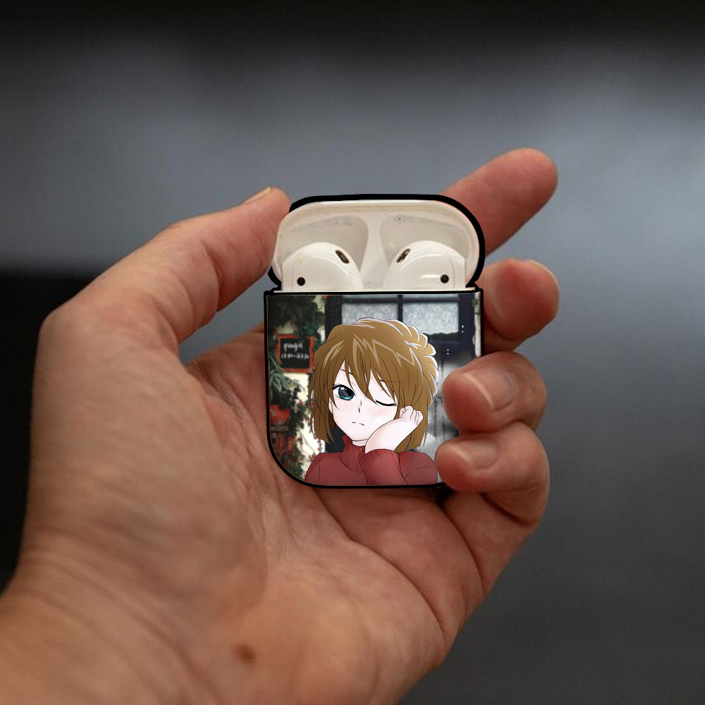 名探偵コナン Detective Conan AirPods 第2世代保護ケース ハードシェル ブラック 耐衝撃・防指紋・カラビナ付き