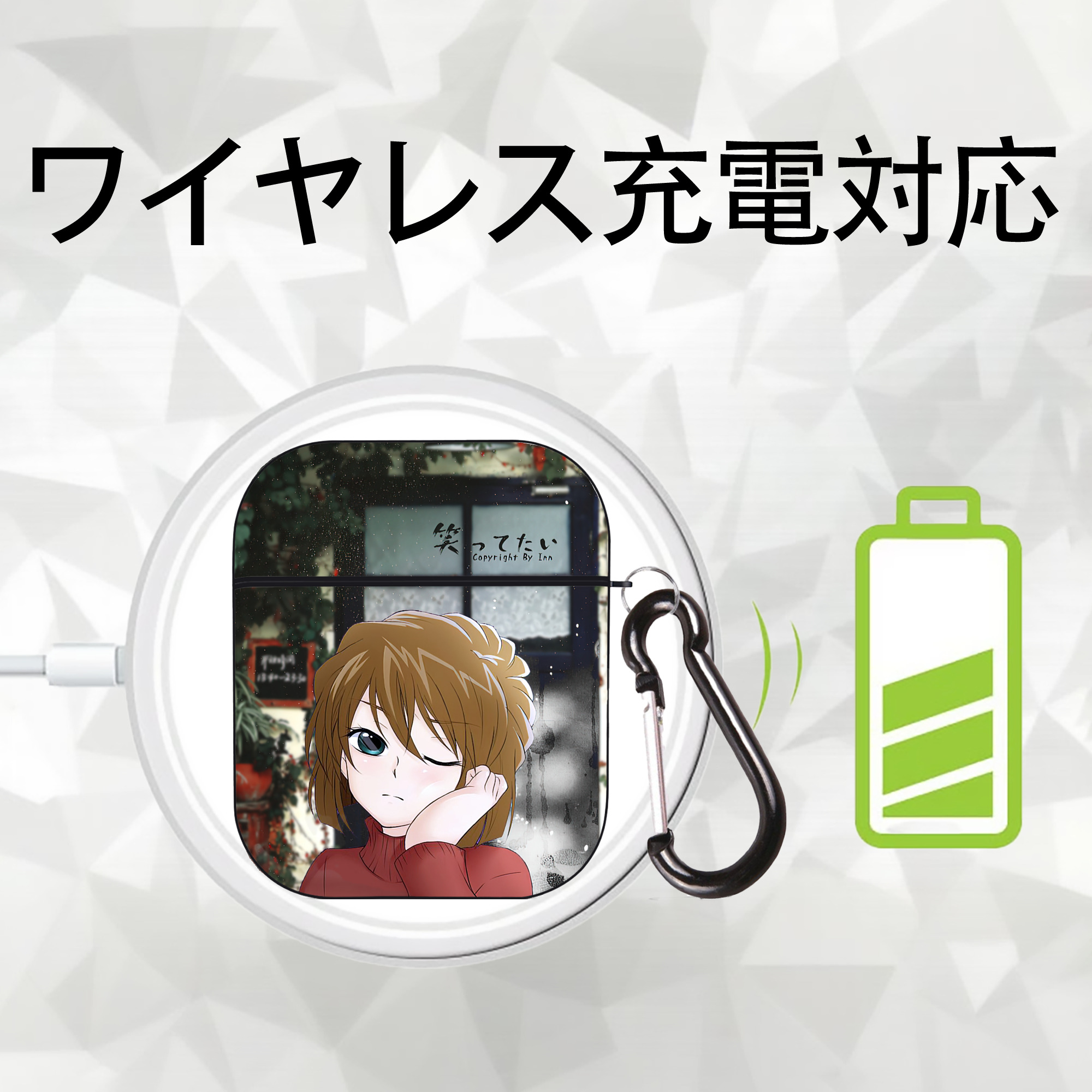 名探偵コナン Detective Conan AirPods 第2世代保護ケース ハードシェル ブラック 耐衝撃・防指紋・カラビナ付き