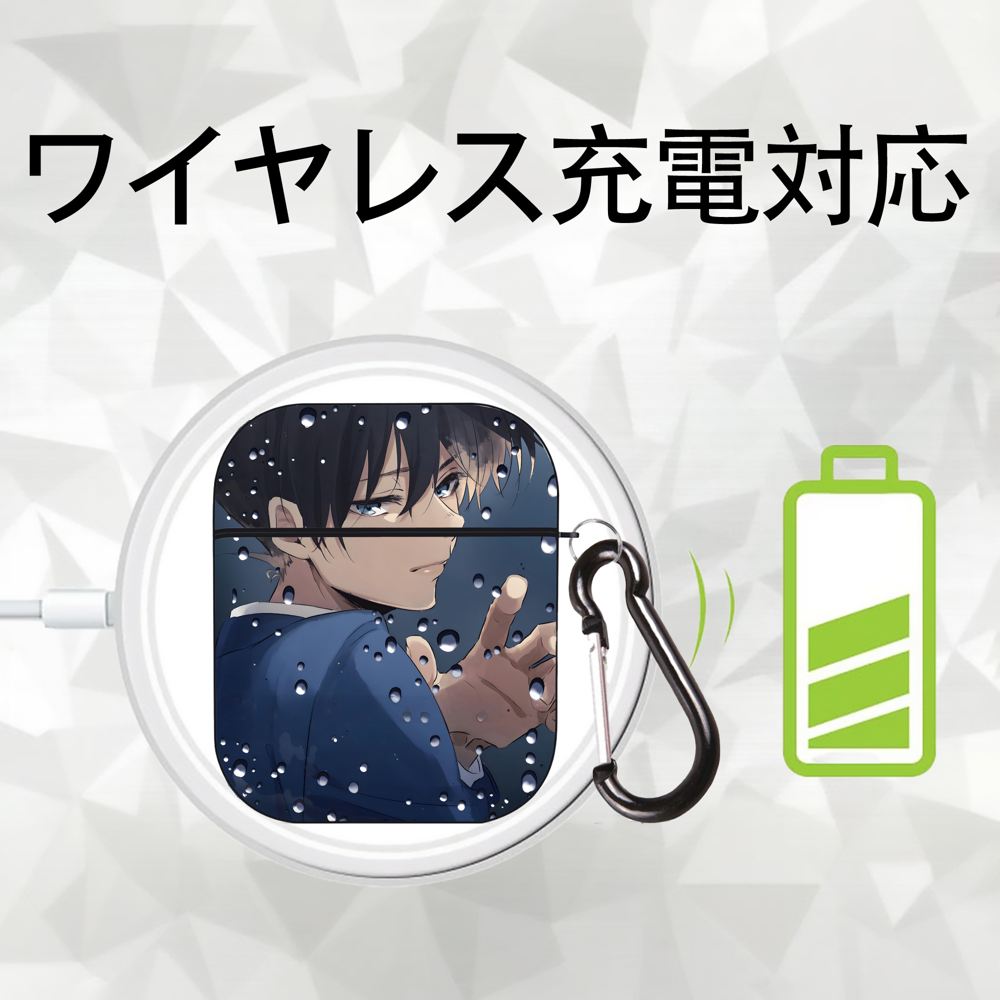 名探偵コナン Detective Conan AirPods 第2世代保護ケース ハードシェル ブラック 耐衝撃・防指紋・カラビナ付き