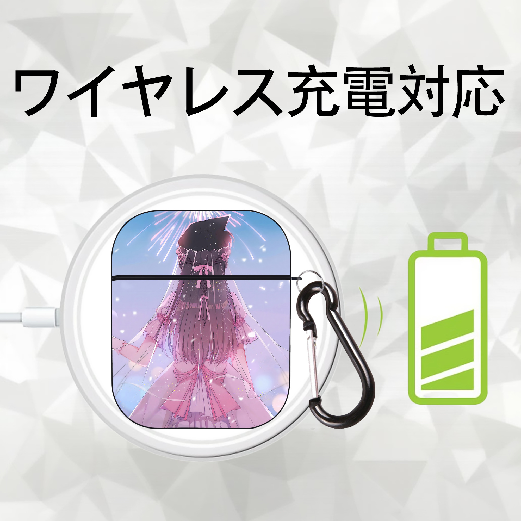 名探偵コナン Detective Conan AirPods 第2世代保護ケース ハードシェル ブラック 耐衝撃・防指紋・カラビナ付き
