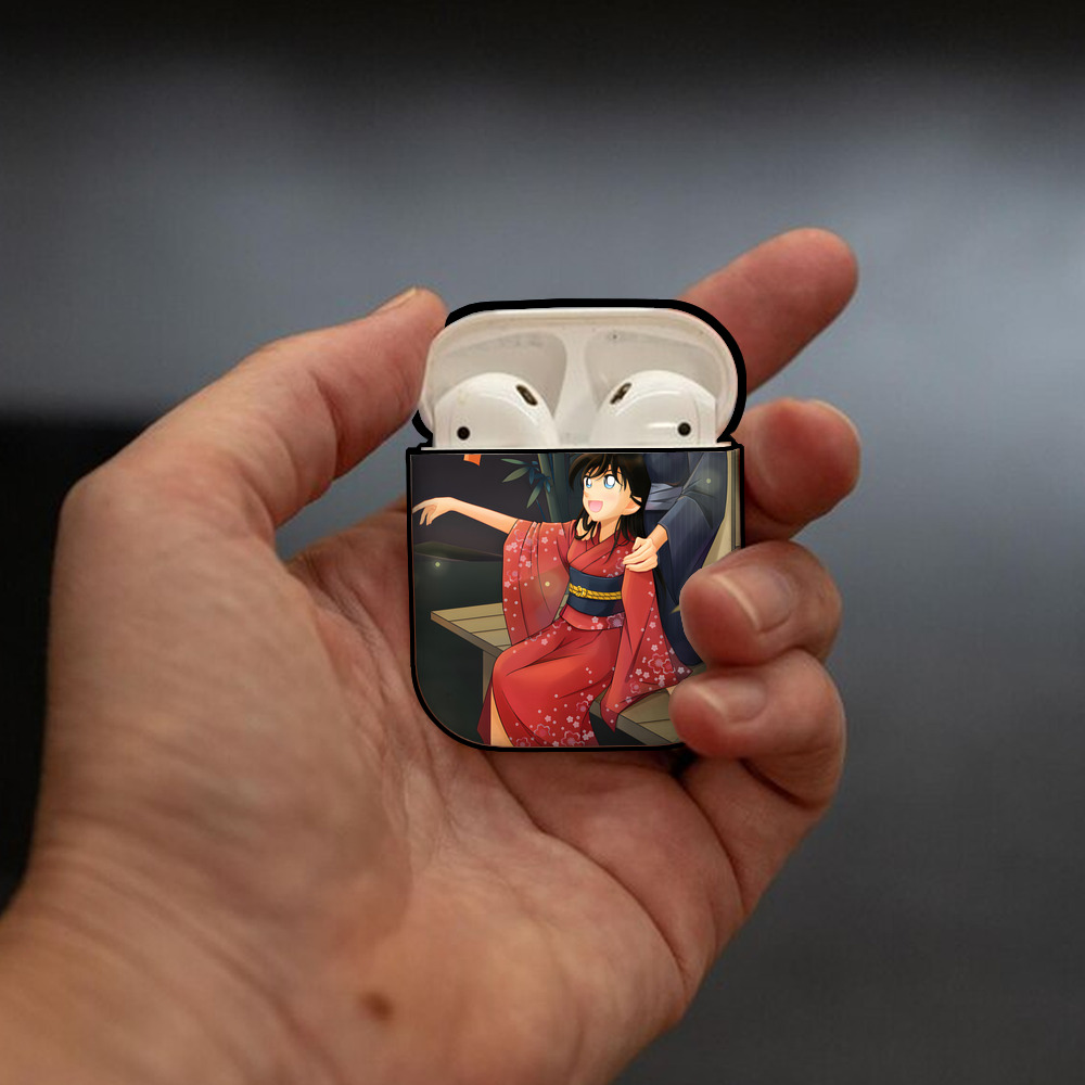 名探偵コナン Detective Conan AirPods 第2世代保護ケース ハードシェル ブラック 耐衝撃・防指紋・カラビナ付き