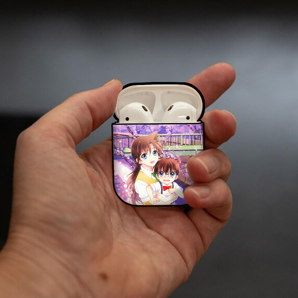 名探偵コナン Detective Conan AirPods 第2世代保護ケース ハードシェル ブラック 耐衝撃・防指紋・カラビナ付き