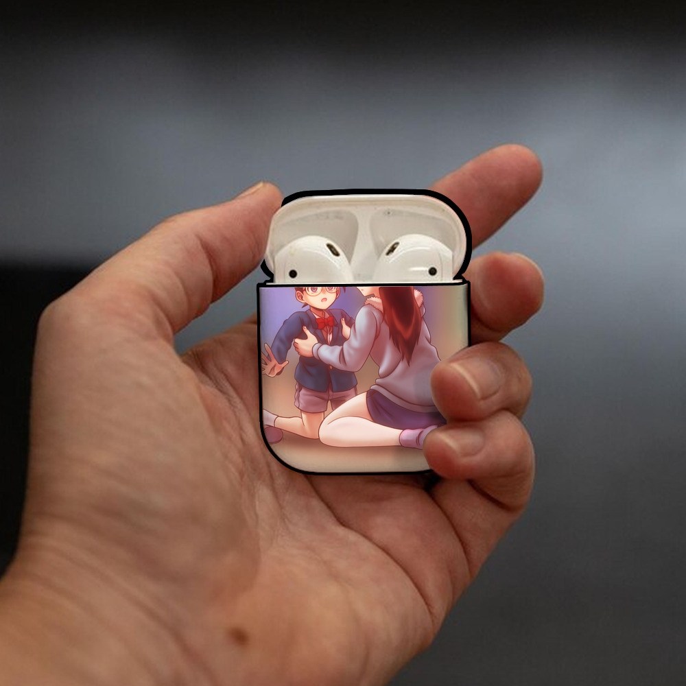 名探偵コナン Detective Conan AirPods 第2世代保護ケース ハードシェル ブラック 耐衝撃・防指紋・カラビナ付き