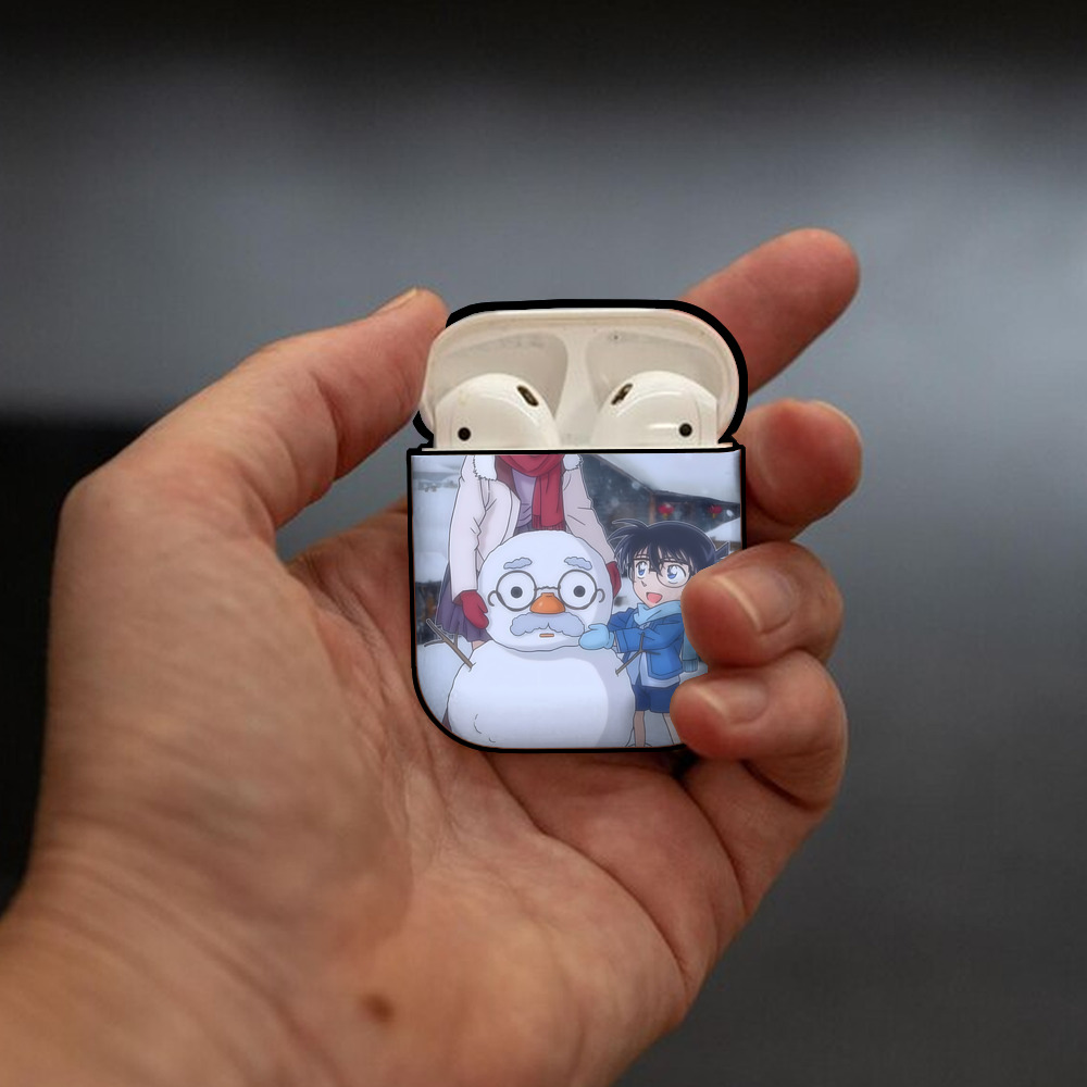 名探偵コナン Detective Conan AirPods 第2世代保護ケース ハードシェル ブラック 耐衝撃・防指紋・カラビナ付き