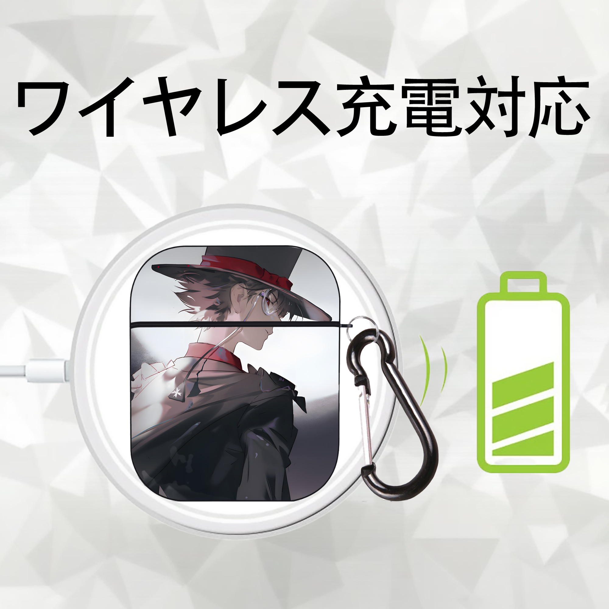 名探偵コナン Detective Conan AirPods 第2世代保護ケース ハードシェル ブラック 耐衝撃・防指紋・カラビナ付き