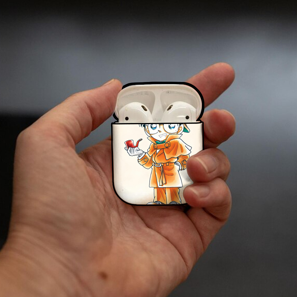 名探偵コナン Detective Conan AirPods 第2世代保護ケース ハードシェル ブラック 耐衝撃・防指紋・カラビナ付き