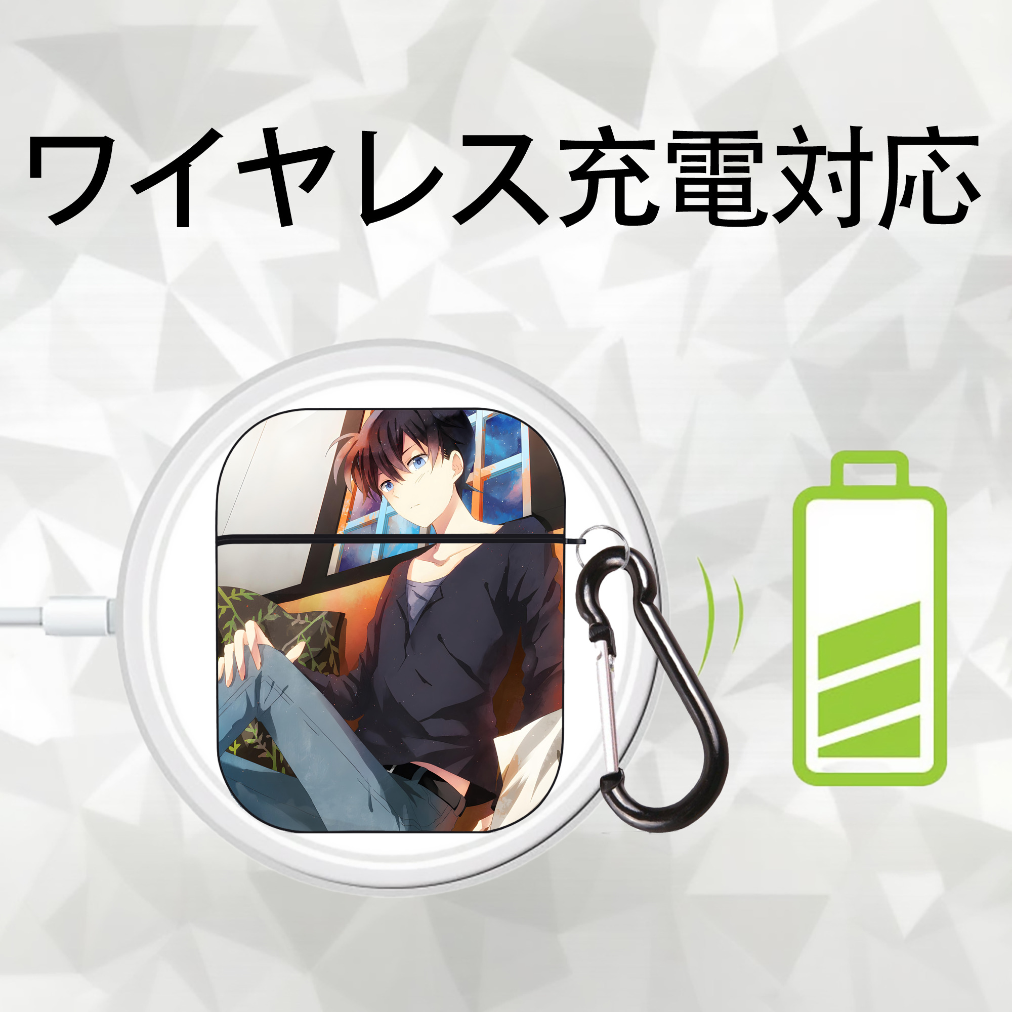 名探偵コナン Detective Conan AirPods 第2世代保護ケース ハードシェル ブラック 耐衝撃・防指紋・カラビナ付き