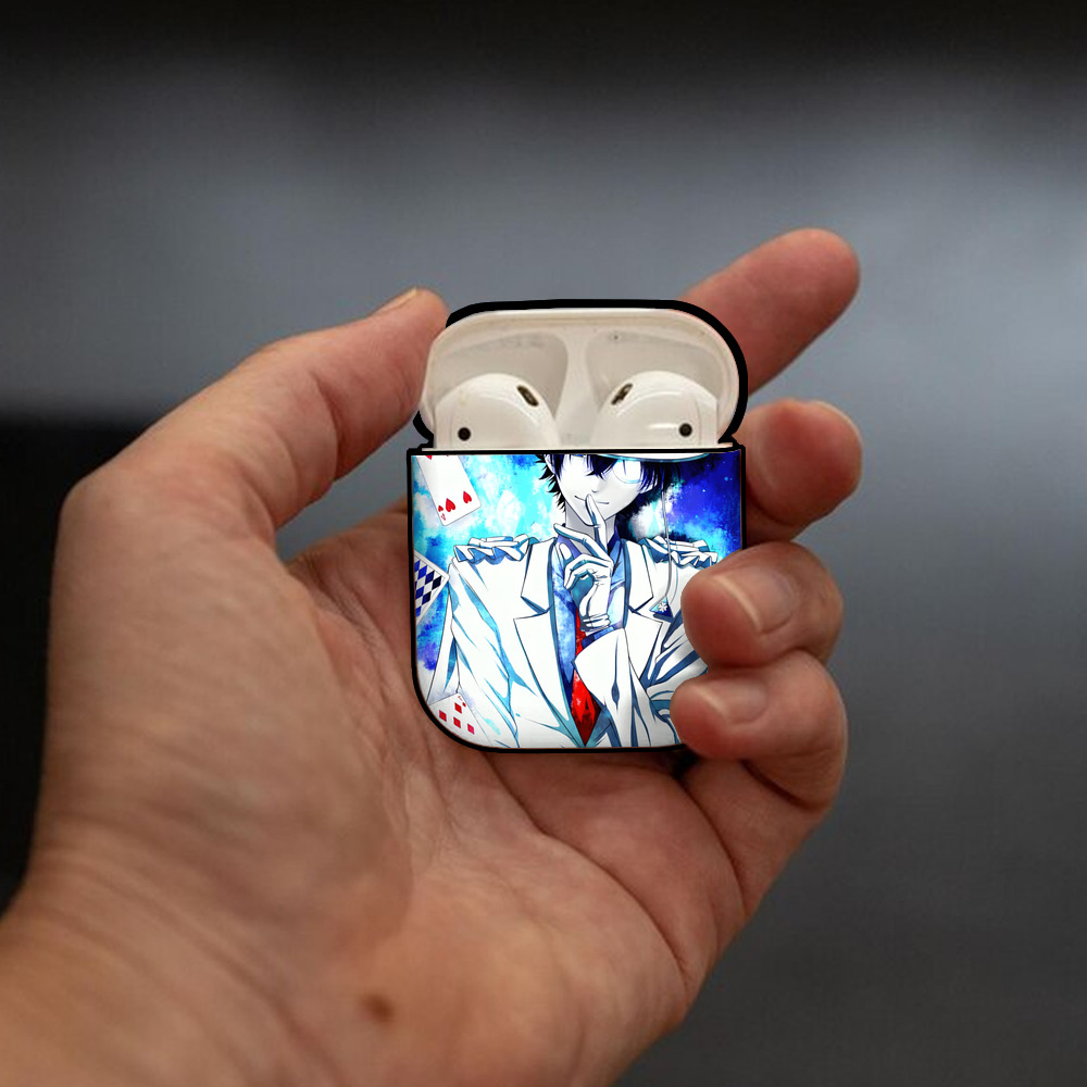 名探偵コナン Detective Conan AirPods 第2世代保護ケース ハードシェル ブラック 耐衝撃・防指紋・カラビナ付き