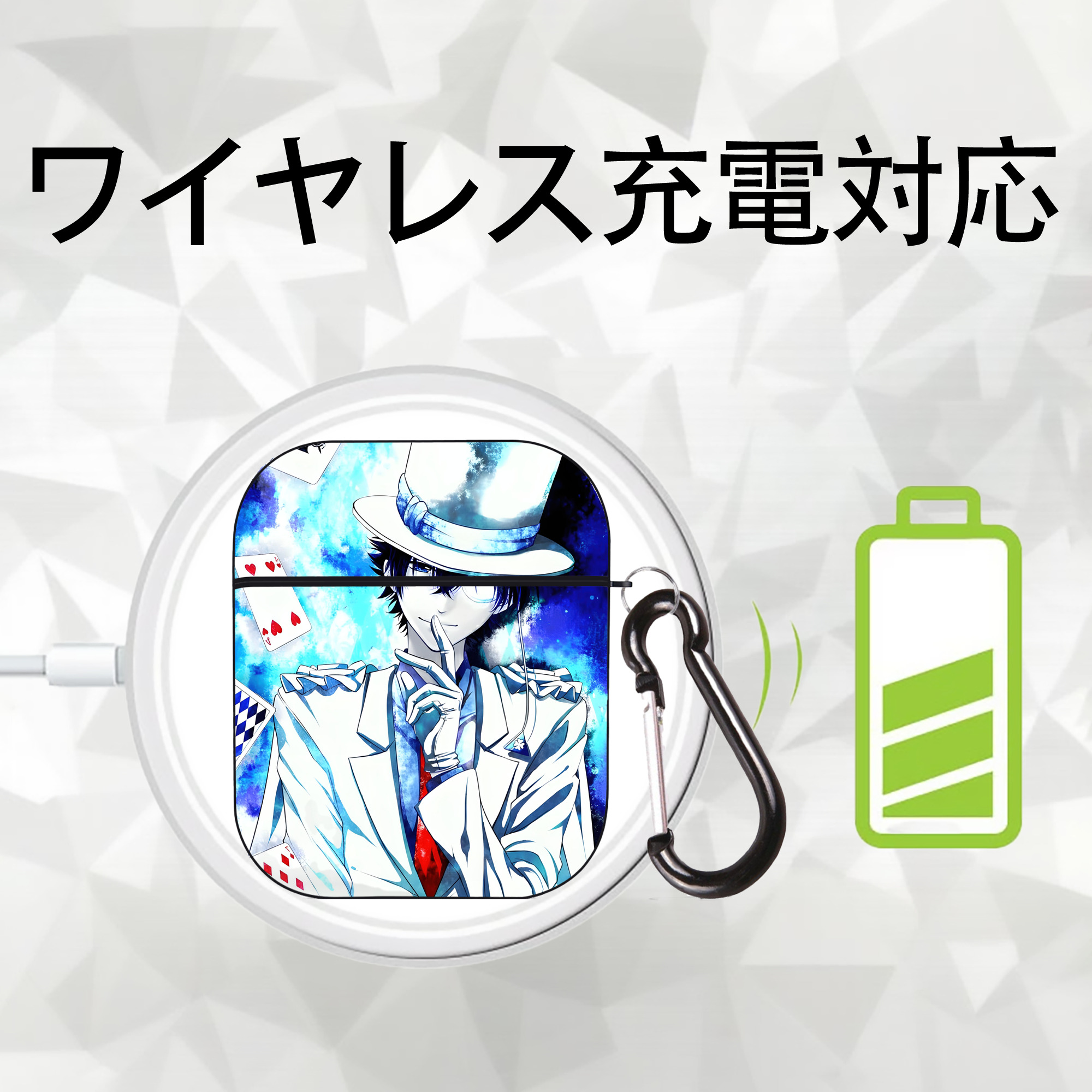 名探偵コナン Detective Conan AirPods 第2世代保護ケース ハードシェル ブラック 耐衝撃・防指紋・カラビナ付き