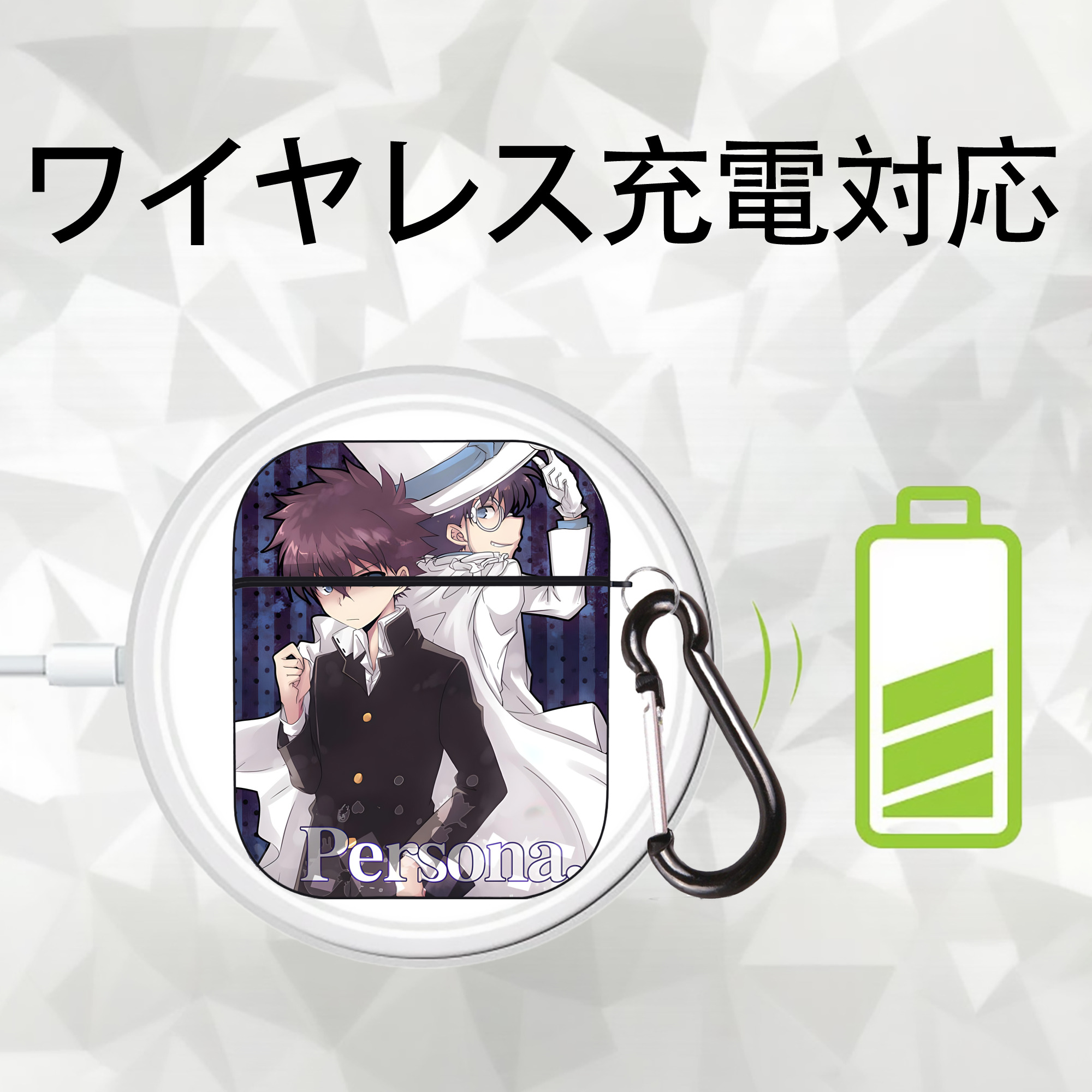 名探偵コナン Detective Conan AirPods 第2世代保護ケース ハードシェル ブラック 耐衝撃・防指紋・カラビナ付き