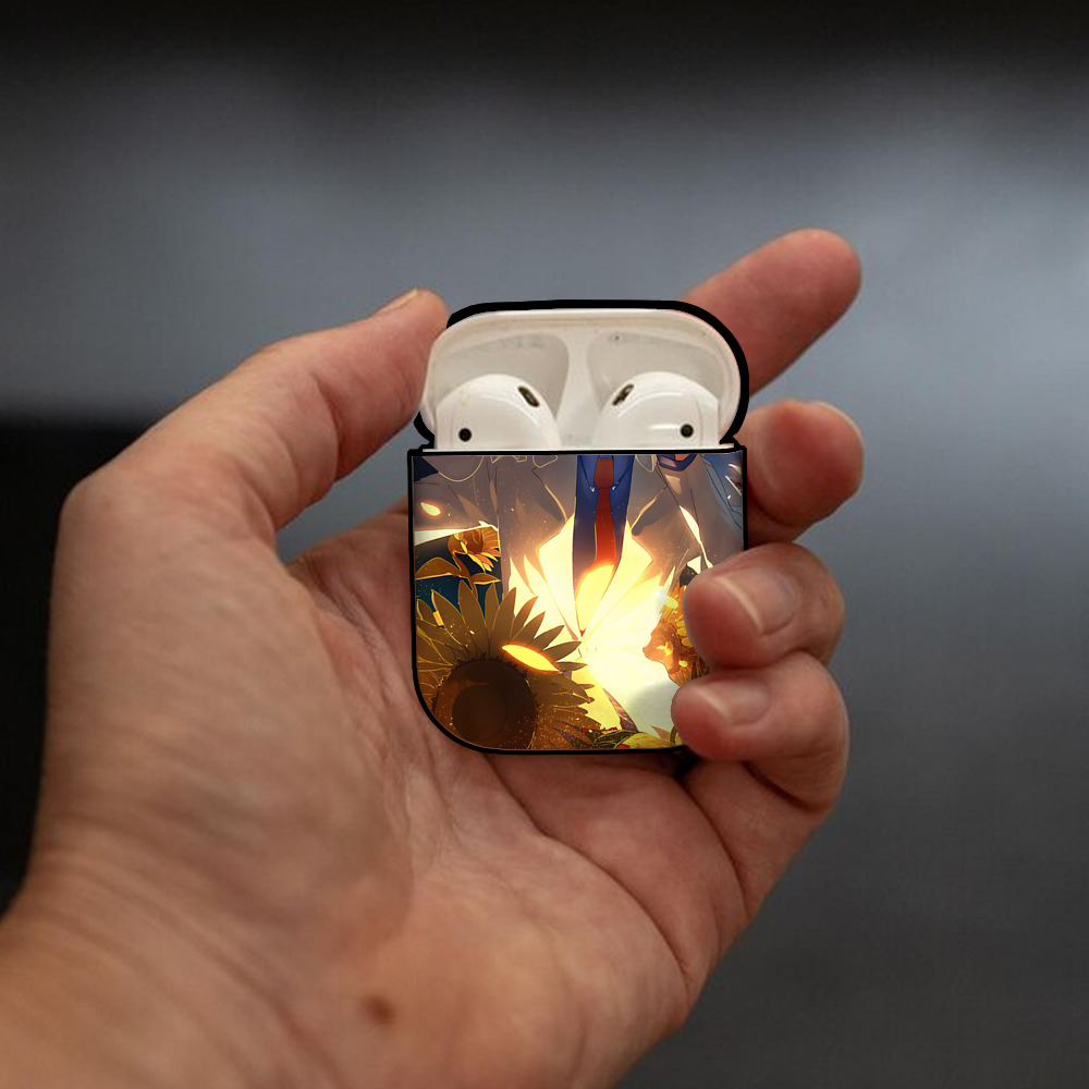 名探偵コナン Detective Conan AirPods 第2世代保護ケース ハードシェル ブラック 耐衝撃・防指紋・カラビナ付き
