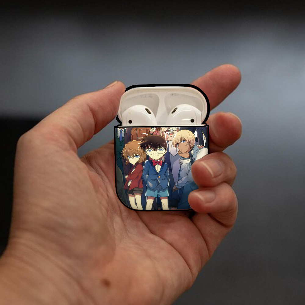 名探偵コナン Detective Conan AirPods 第2世代保護ケース ハードシェル ブラック 耐衝撃・防指紋・カラビナ付き