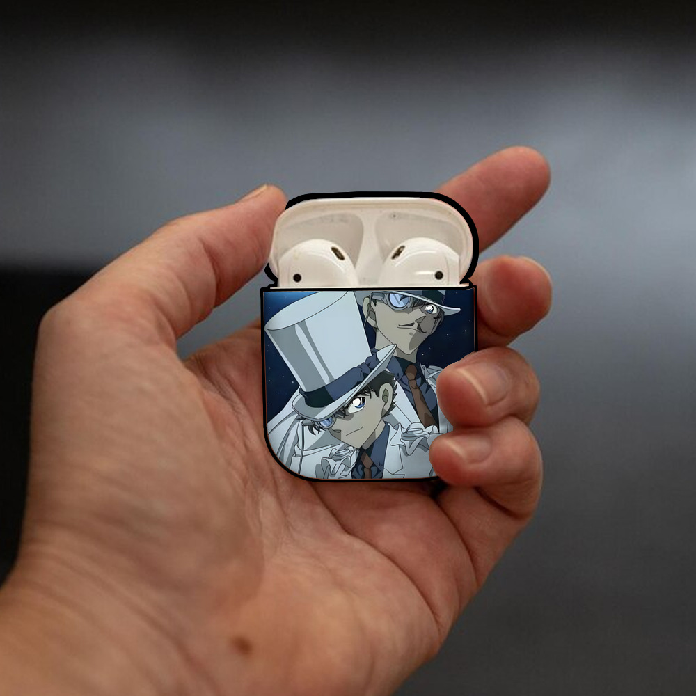 名探偵コナン Detective Conan AirPods 第2世代保護ケース ハードシェル ブラック 耐衝撃・防指紋・カラビナ付き