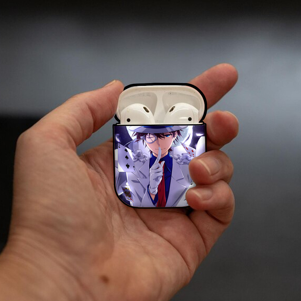 名探偵コナン Detective Conan AirPods 第2世代保護ケース ハードシェル ブラック 耐衝撃・防指紋・カラビナ付き