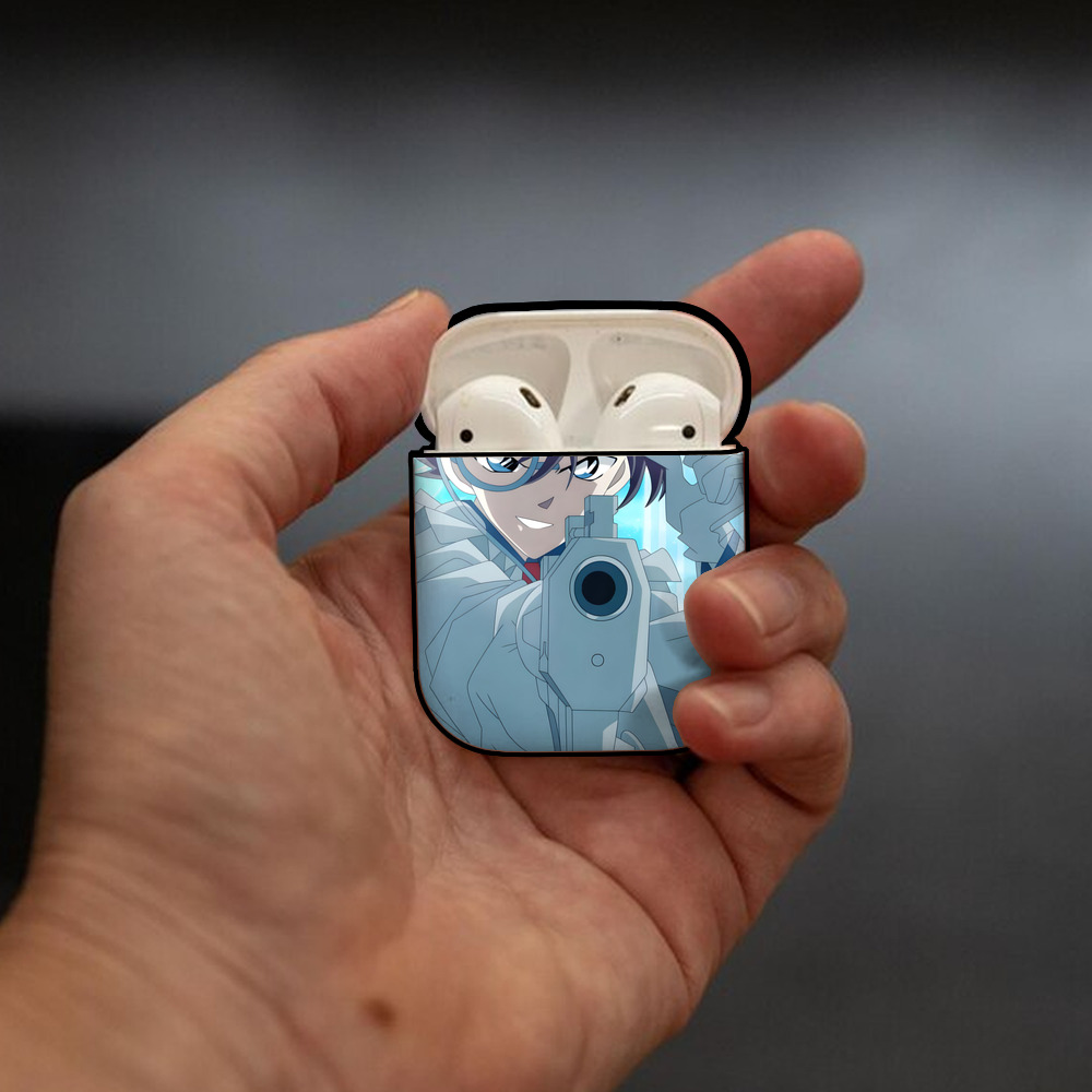 名探偵コナン Detective Conan AirPods 第2世代保護ケース ハードシェル ブラック 耐衝撃・防指紋・カラビナ付き
