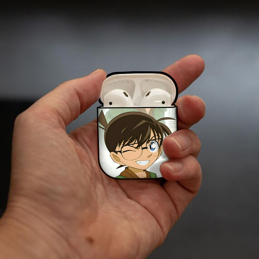 名探偵コナン Detective Conan AirPods 第2世代保護ケース ハードシェル ブラック 耐衝撃・防指紋・カラビナ付き