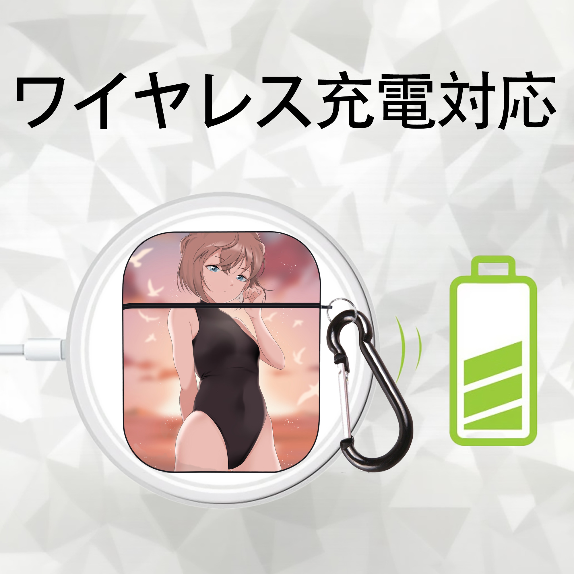 名探偵コナン Detective Conan AirPods 第2世代保護ケース ハードシェル ブラック 耐衝撃・防指紋・カラビナ付き