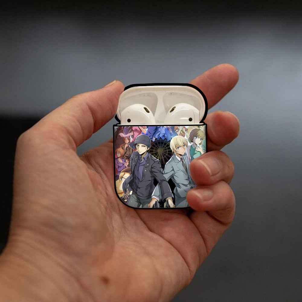 名探偵コナン Detective Conan AirPods 第2世代保護ケース ハードシェル ブラック 耐衝撃・防指紋・カラビナ付き