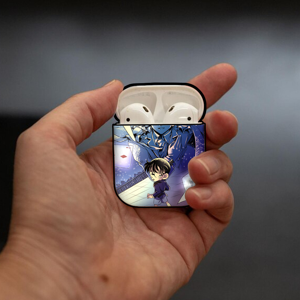 名探偵コナン Detective Conan AirPods 第2世代保護ケース ハードシェル ブラック 耐衝撃・防指紋・カラビナ付き