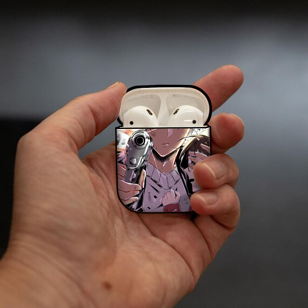 名探偵コナン Detective Conan AirPods 第2世代保護ケース ハードシェル ブラック 耐衝撃・防指紋・カラビナ付き