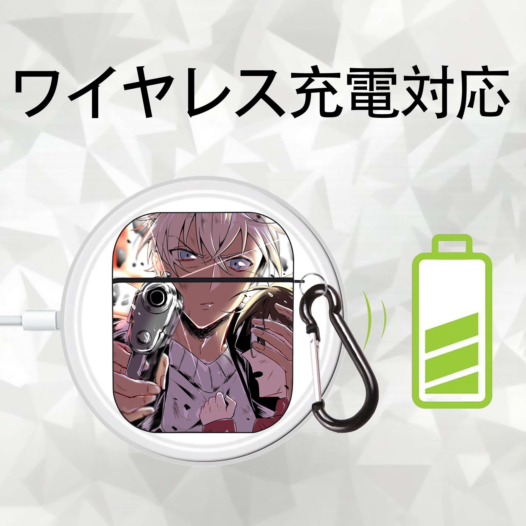 名探偵コナン Detective Conan AirPods 第2世代保護ケース ハードシェル ブラック 耐衝撃・防指紋・カラビナ付き