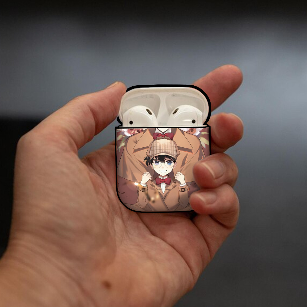名探偵コナン Detective Conan AirPods 第2世代保護ケース ハードシェル ブラック 耐衝撃・防指紋・カラビナ付き