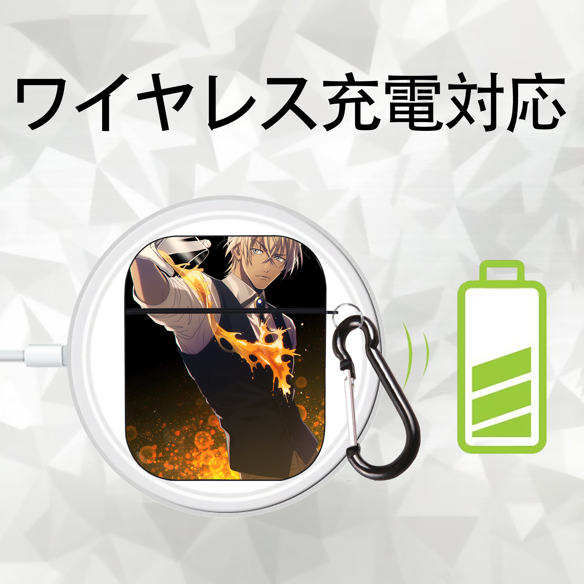名探偵コナン Detective Conan AirPods 第2世代保護ケース ハードシェル ブラック 耐衝撃・防指紋・カラビナ付き