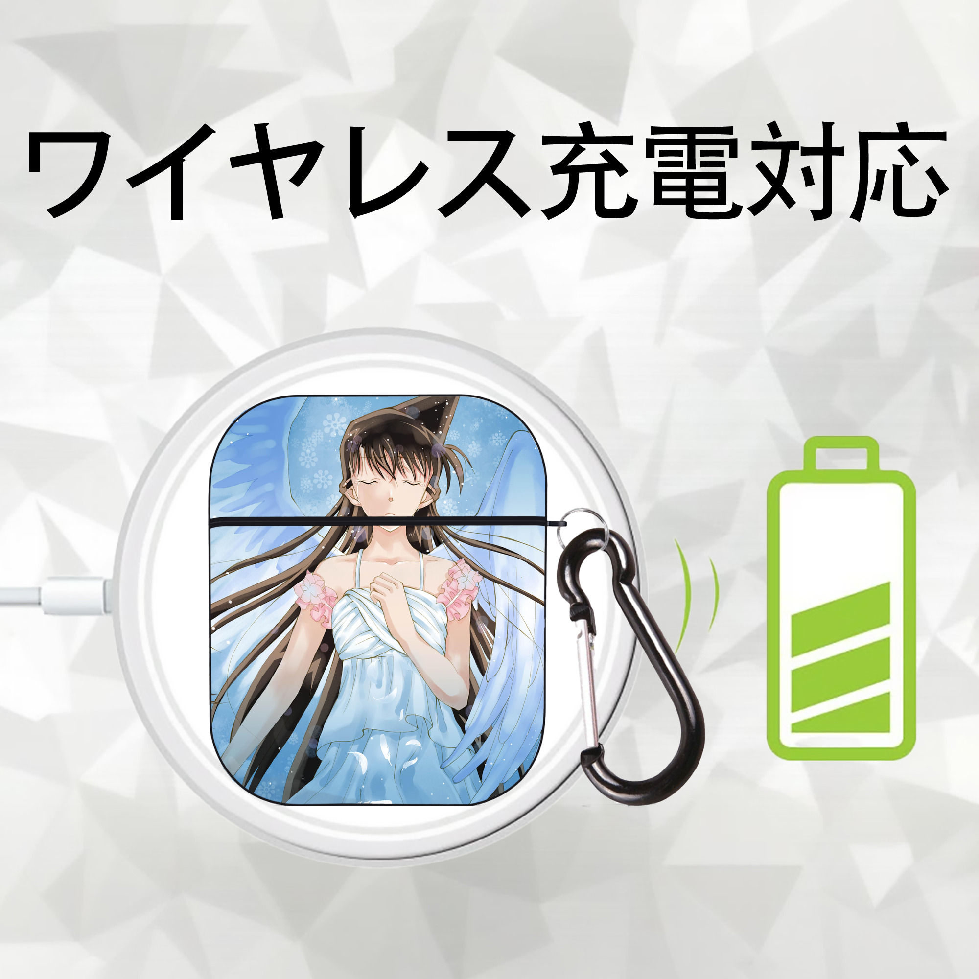 名探偵コナン Detective Conan AirPods 第2世代保護ケース ハードシェル ブラック 耐衝撃・防指紋・カラビナ付き