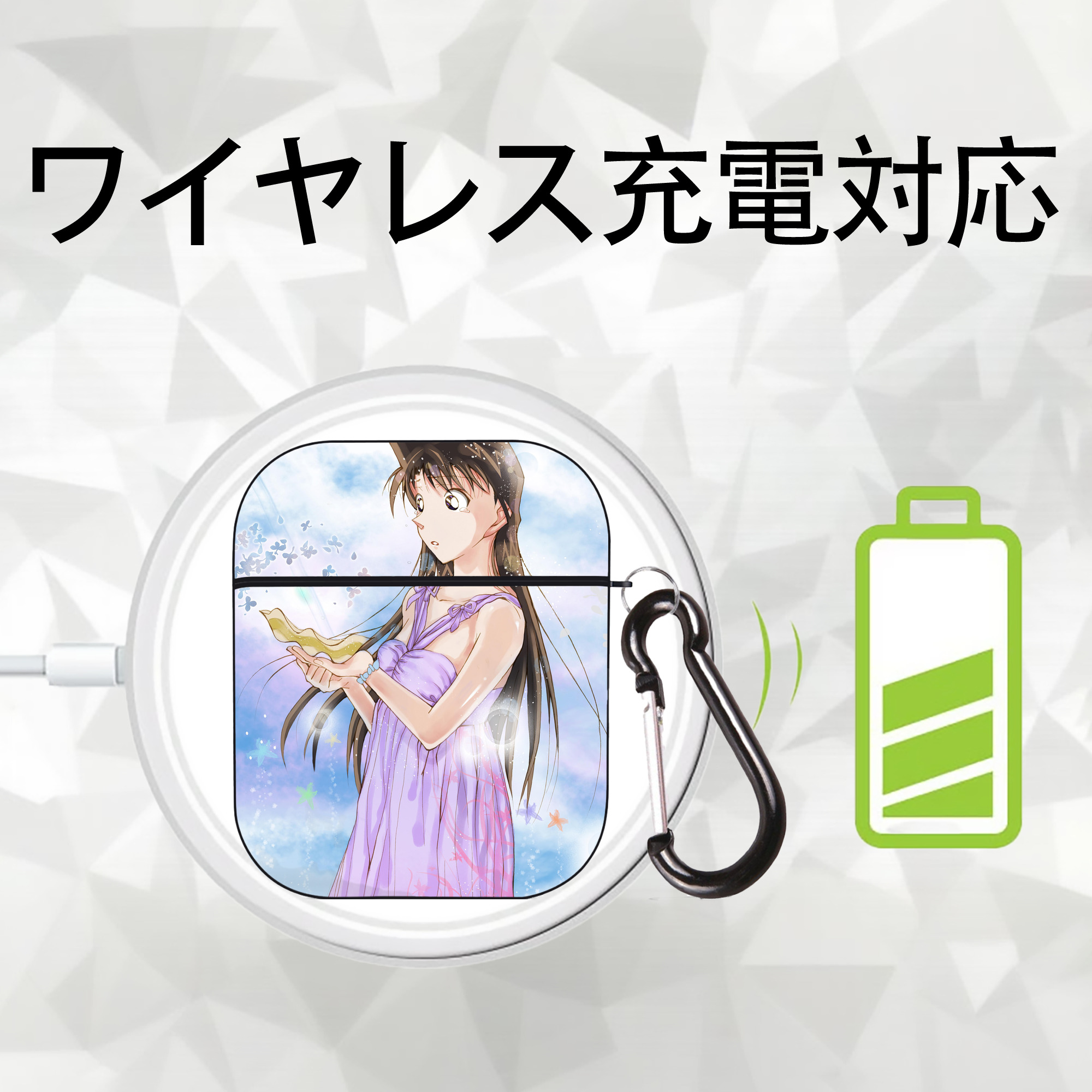 名探偵コナン Detective Conan AirPods 第2世代保護ケース ハードシェル ブラック 耐衝撃・防指紋・カラビナ付き