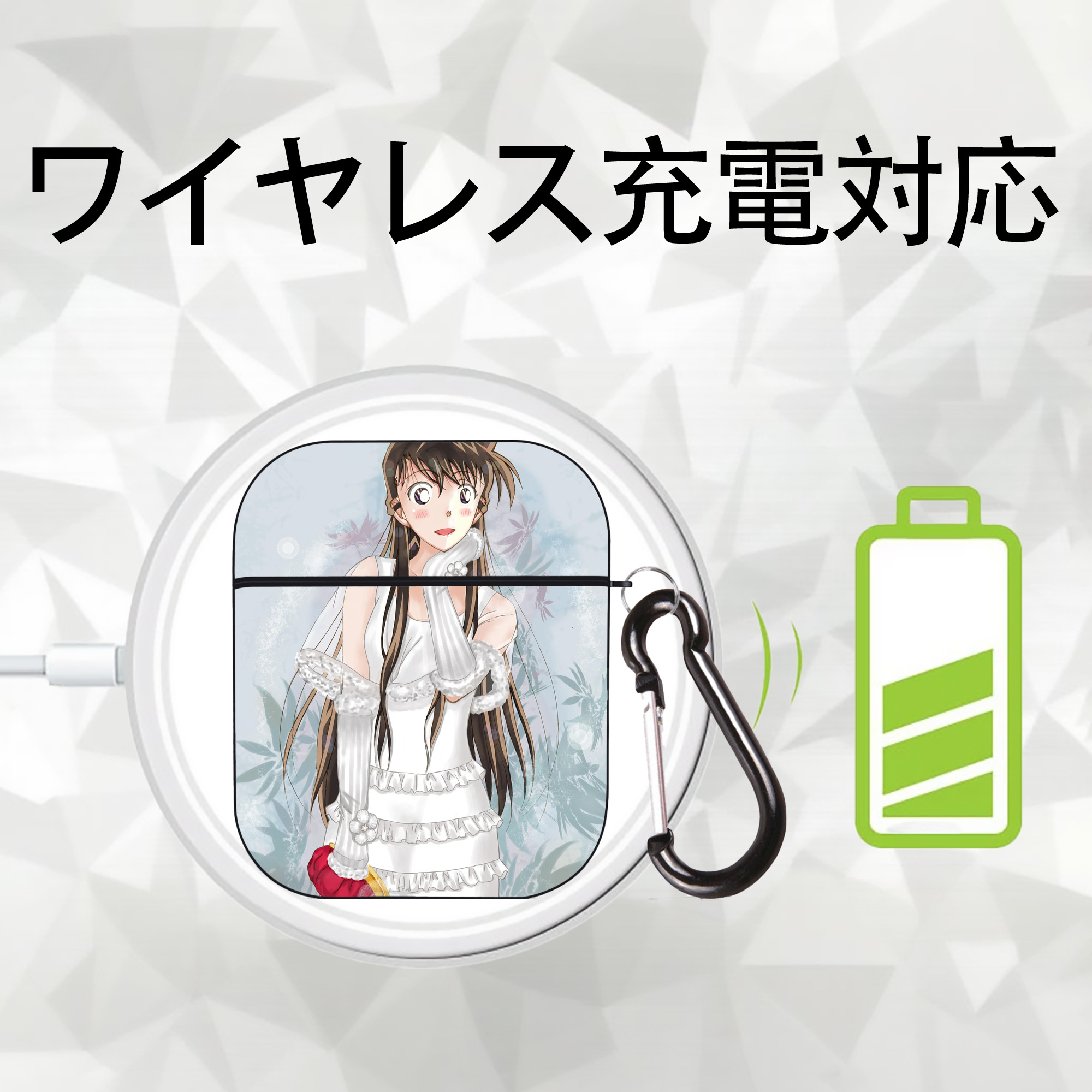 名探偵コナン Detective Conan AirPods 第2世代保護ケース ハードシェル ブラック 耐衝撃・防指紋・カラビナ付き