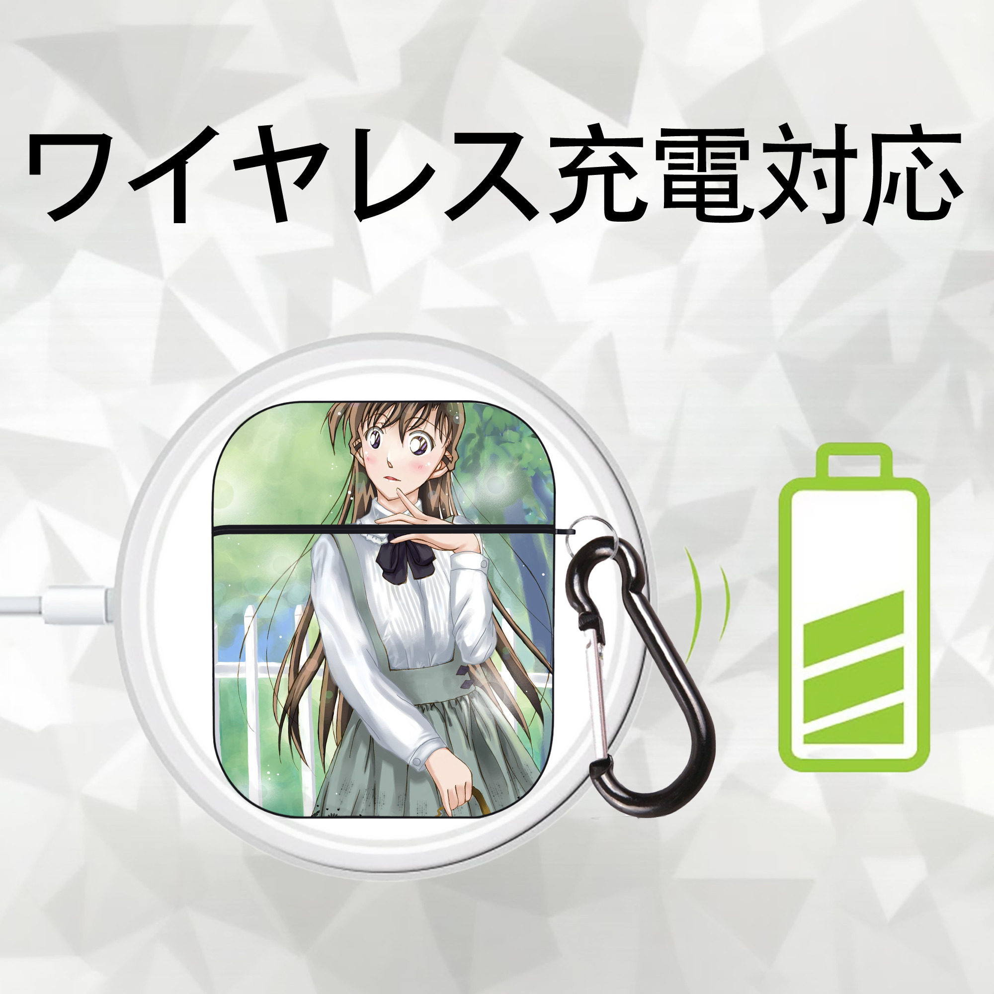 名探偵コナン Detective Conan AirPods 第2世代保護ケース ハードシェル ブラック 耐衝撃・防指紋・カラビナ付き