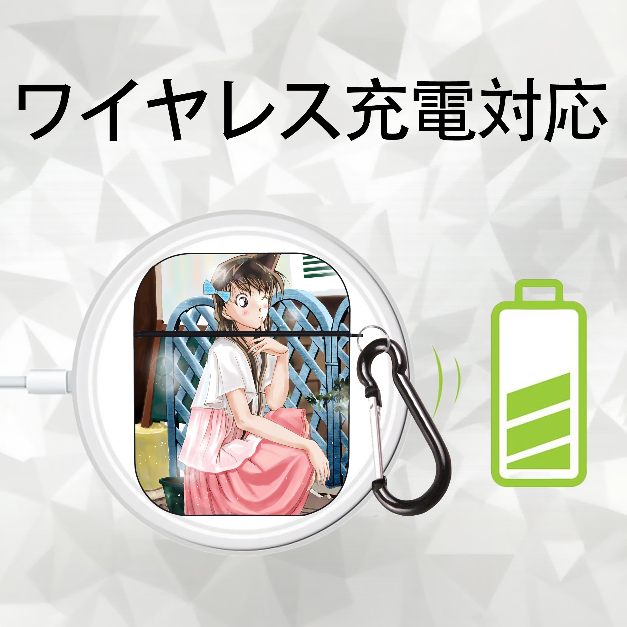 名探偵コナン Detective Conan AirPods 第2世代保護ケース ハードシェル ブラック 耐衝撃・防指紋・カラビナ付き