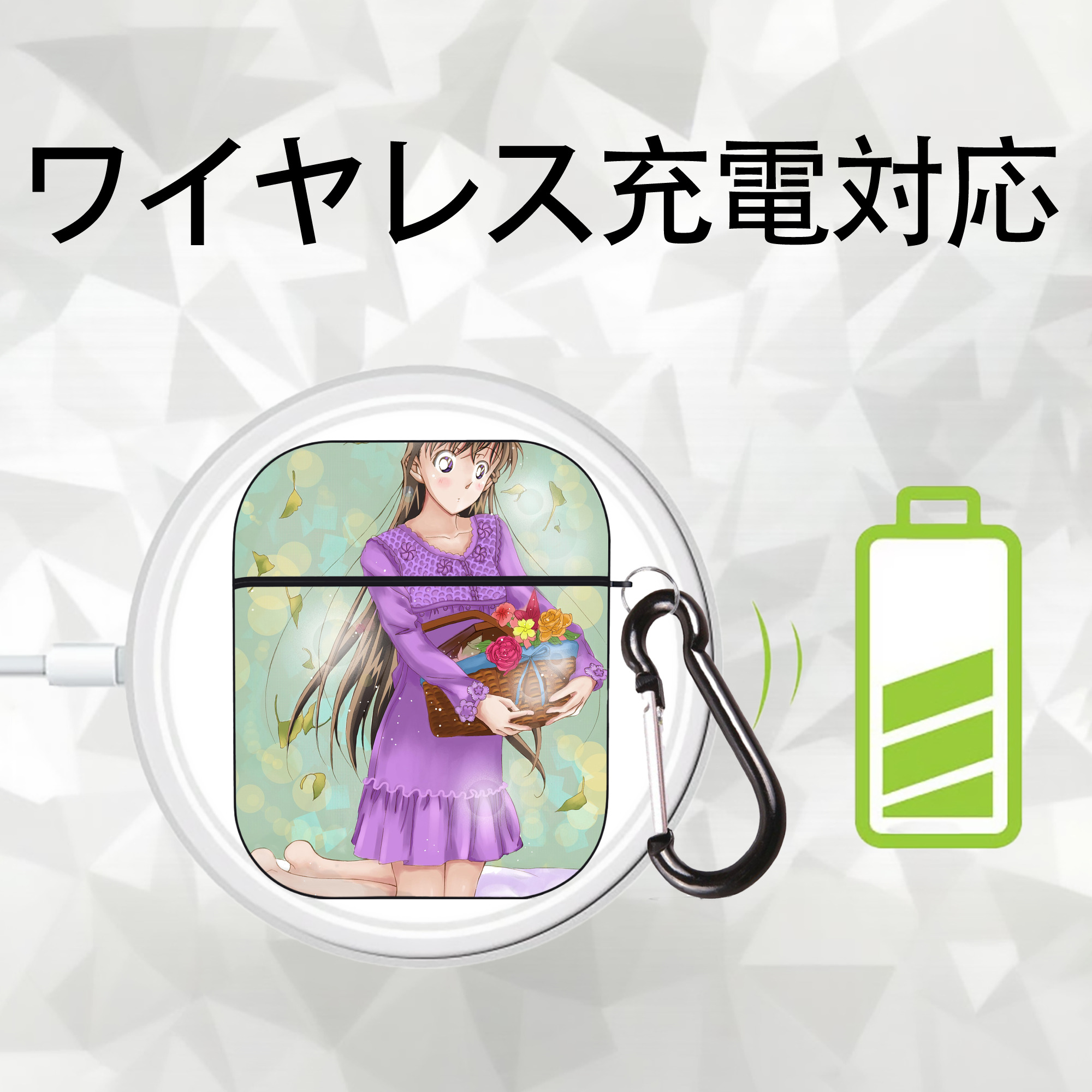 名探偵コナン Detective Conan AirPods 第2世代保護ケース ハードシェル ブラック 耐衝撃・防指紋・カラビナ付き