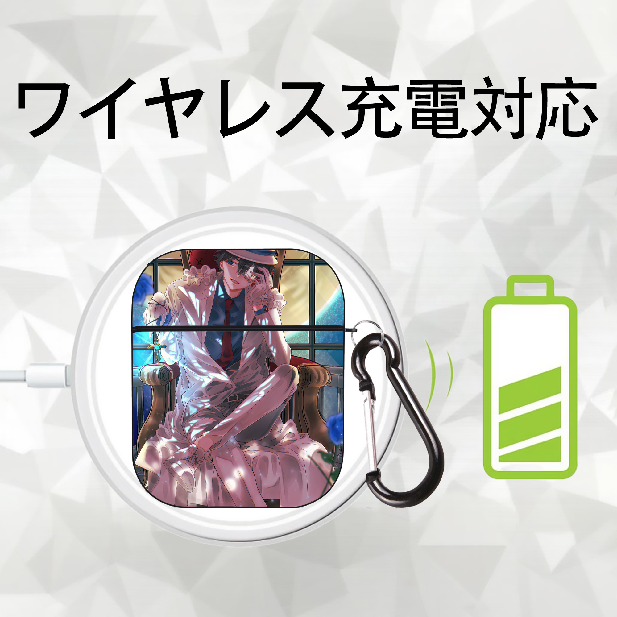 名探偵コナン Detective Conan AirPods 第2世代保護ケース ハードシェル ブラック 耐衝撃・防指紋・カラビナ付き