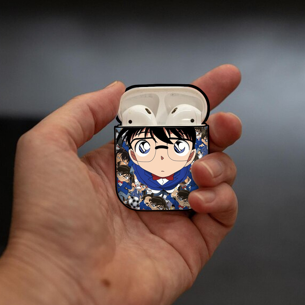 名探偵コナン Detective Conan AirPods 第2世代保護ケース ハードシェル ブラック 耐衝撃・防指紋・カラビナ付き