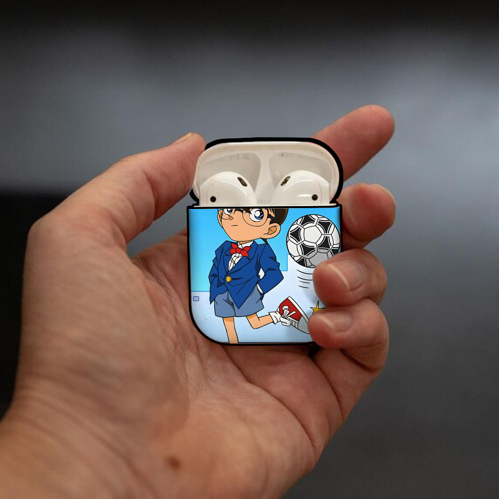 名探偵コナン Detective Conan AirPods 第2世代保護ケース ハードシェル ブラック 耐衝撃・防指紋・カラビナ付き