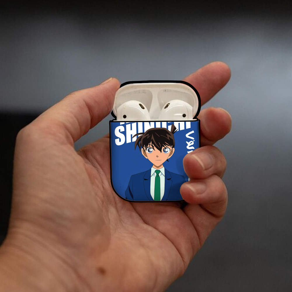 名探偵コナン Detective Conan AirPods 第2世代保護ケース ハードシェル ブラック 耐衝撃・防指紋・カラビナ付き