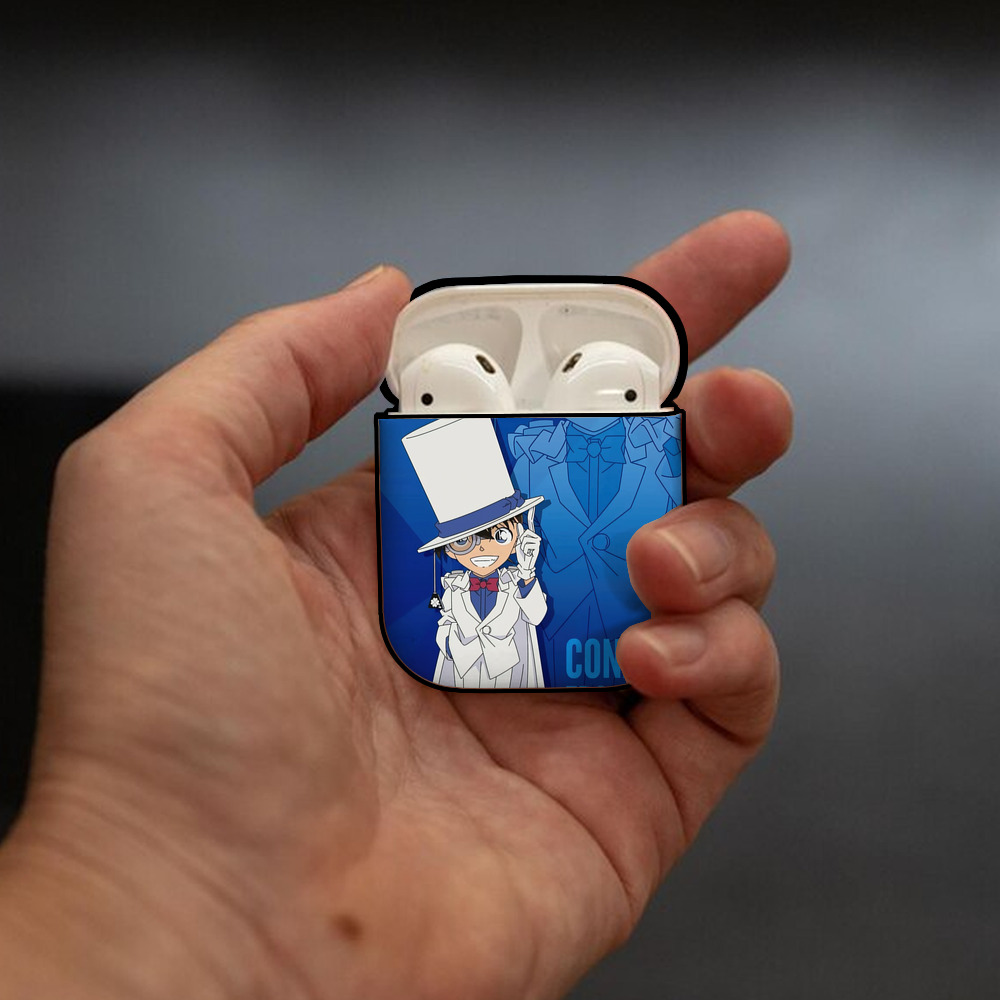 名探偵コナン Detective Conan AirPods 第2世代保護ケース ハードシェル ブラック 耐衝撃・防指紋・カラビナ付き