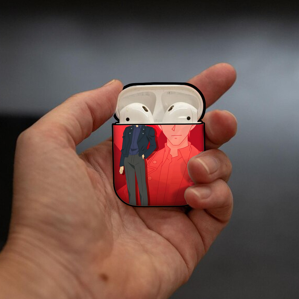 名探偵コナン Detective Conan AirPods 第2世代保護ケース ハードシェル ブラック 耐衝撃・防指紋・カラビナ付き