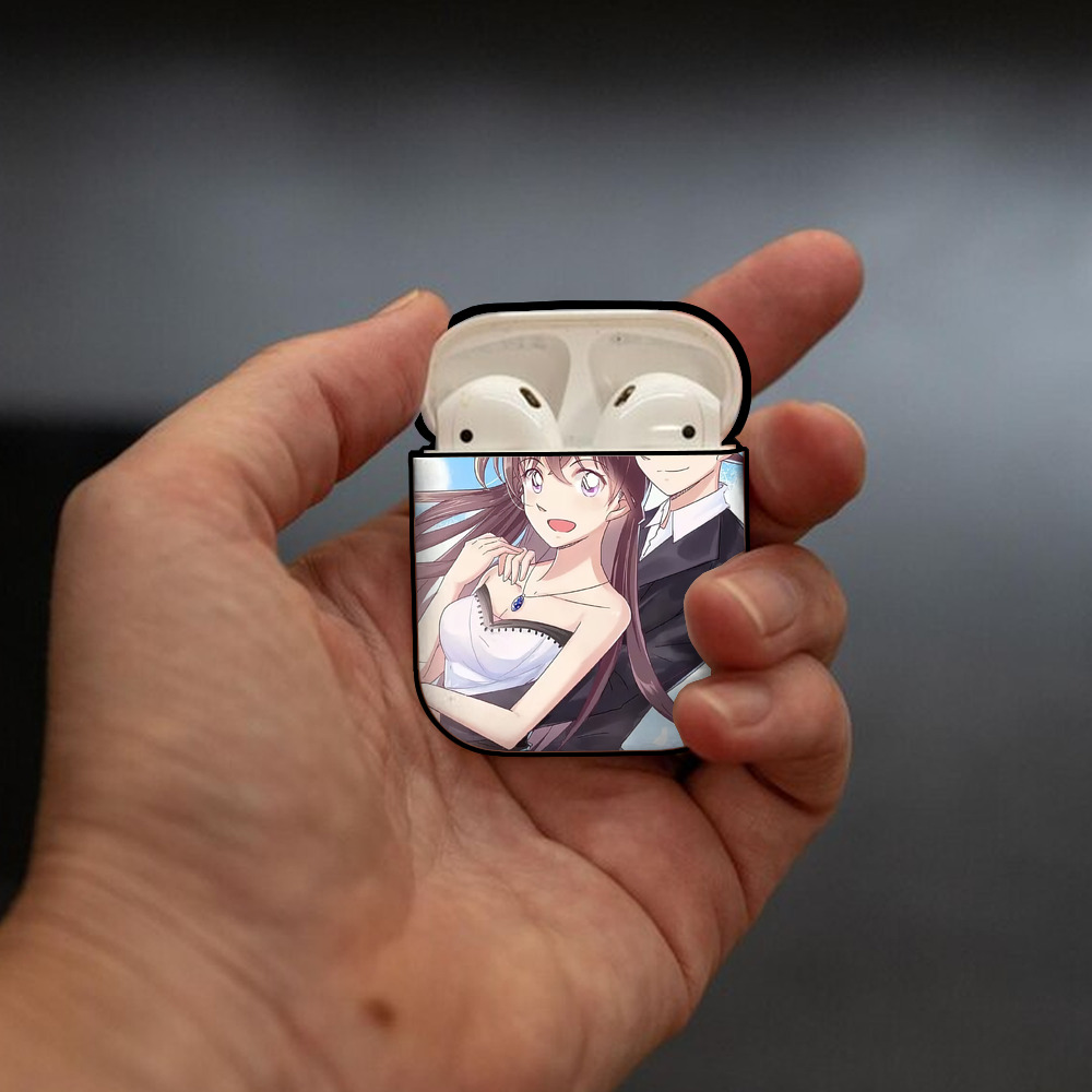 名探偵コナン Detective Conan AirPods 第2世代保護ケース ハードシェル ブラック 耐衝撃・防指紋・カラビナ付き