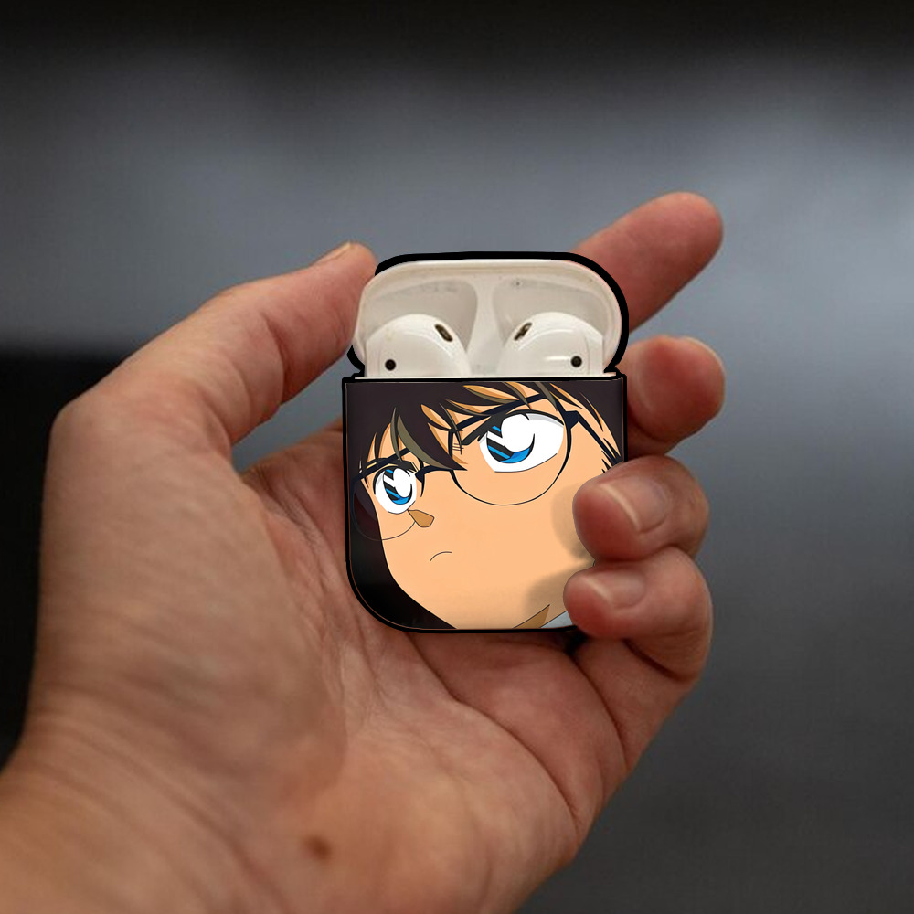 名探偵コナン Detective Conan AirPods 第2世代保護ケース ハードシェル ブラック 耐衝撃・防指紋・カラビナ付き