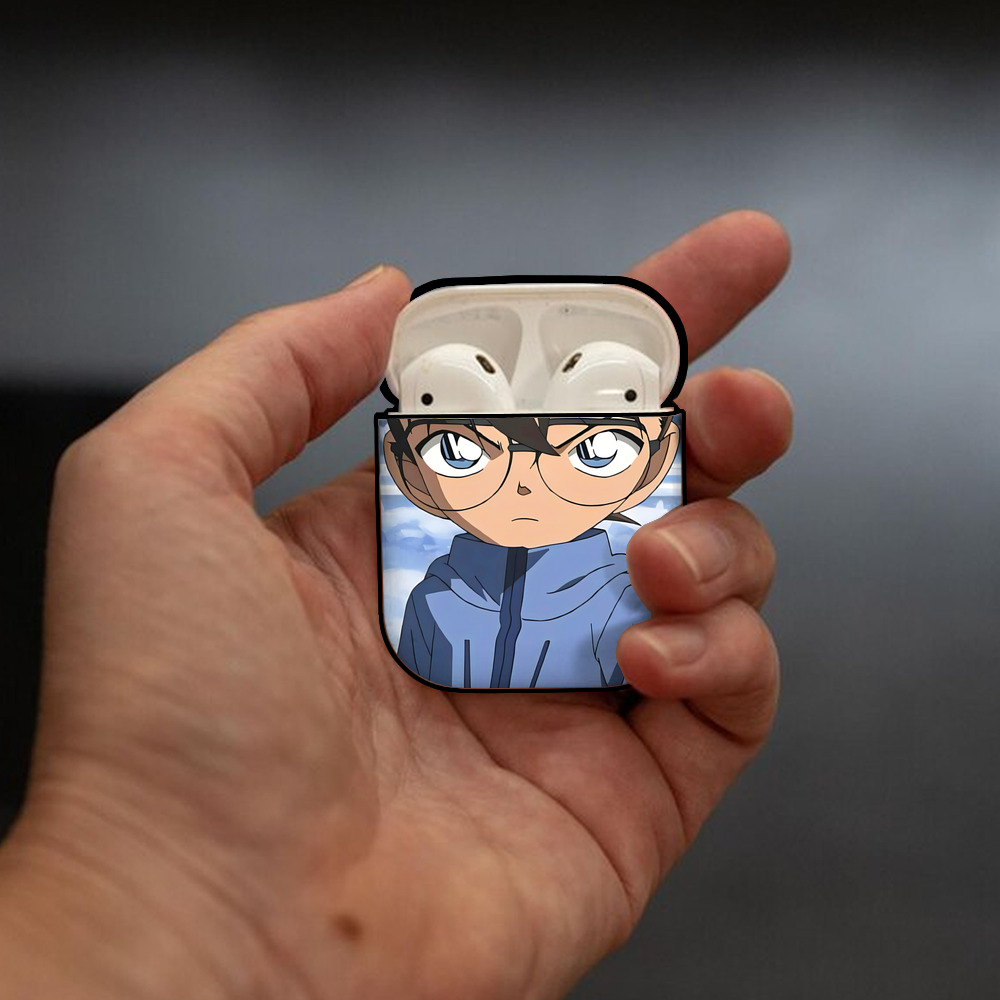 名探偵コナン Detective Conan AirPods 第2世代保護ケース ハードシェル ブラック 耐衝撃・防指紋・カラビナ付き