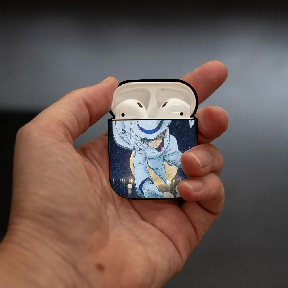 名探偵コナン Detective Conan AirPods 第2世代保護ケース ハードシェル ブラック 耐衝撃・防指紋・カラビナ付き