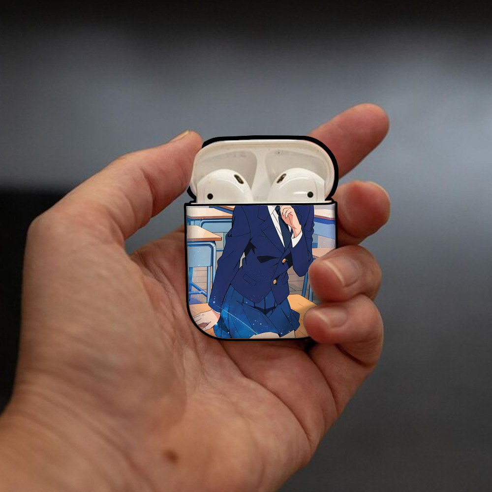 名探偵コナン Detective Conan AirPods 第2世代保護ケース ハードシェル ブラック 耐衝撃・防指紋・カラビナ付き