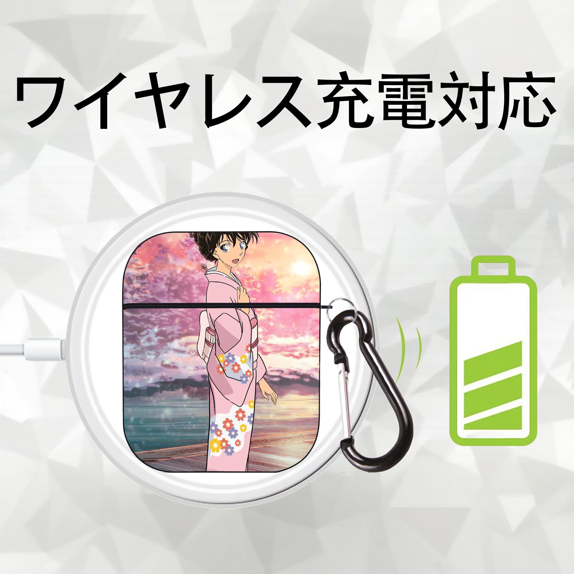 名探偵コナン Detective Conan AirPods 第2世代保護ケース ハードシェル ブラック 耐衝撃・防指紋・カラビナ付き