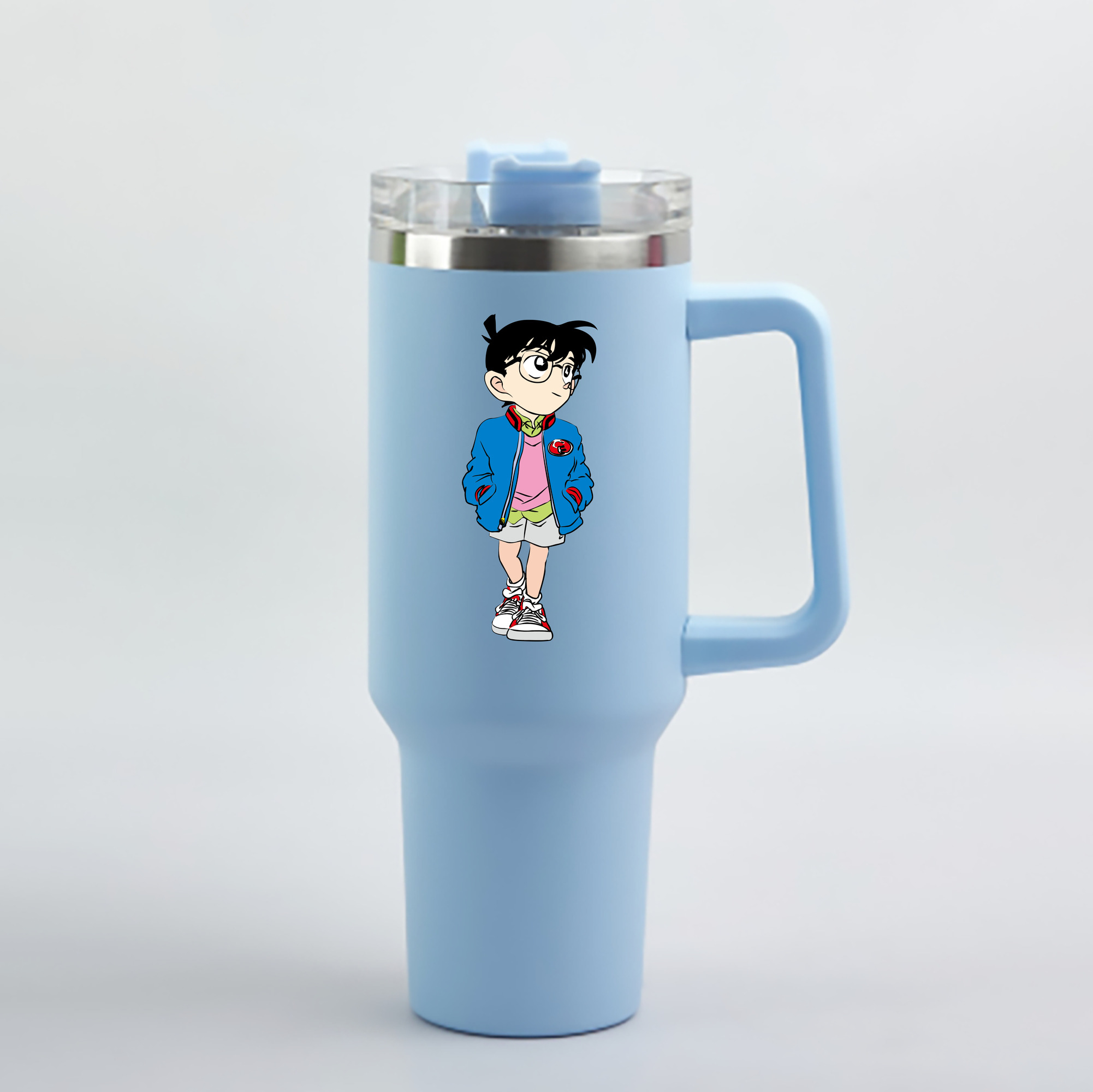 （画像用） 名探偵コナン 江戸川 コナン Detective Conan Conan Edogawa 1200mL車用タンブラー - クリスタルステッカー（プラスチックストロー付き）