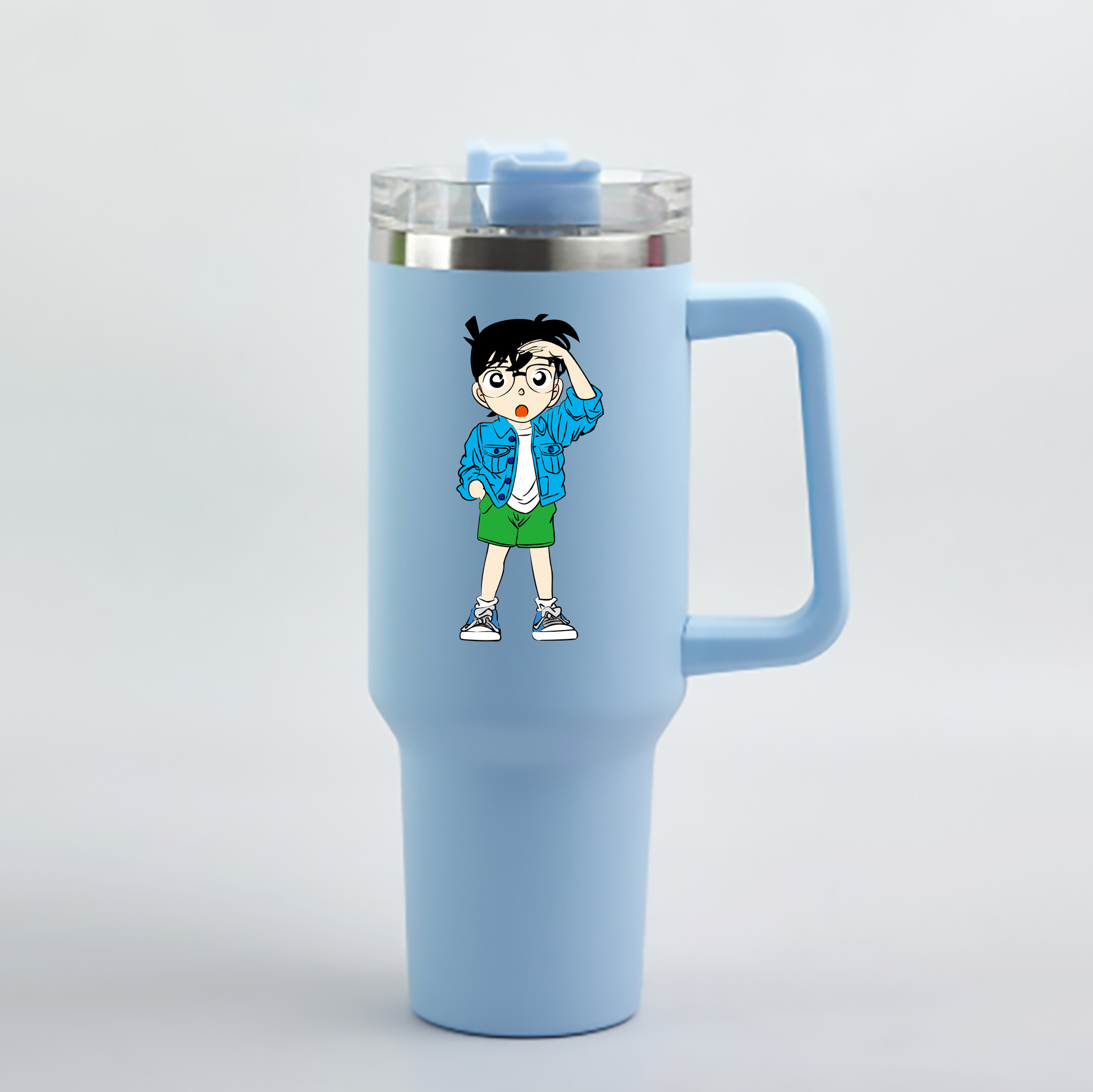 （画像用） 名探偵コナン 江戸川 コナン Detective Conan Conan Edogawa 1200mL車用タンブラー - クリスタルステッカー（プラスチックストロー付き）