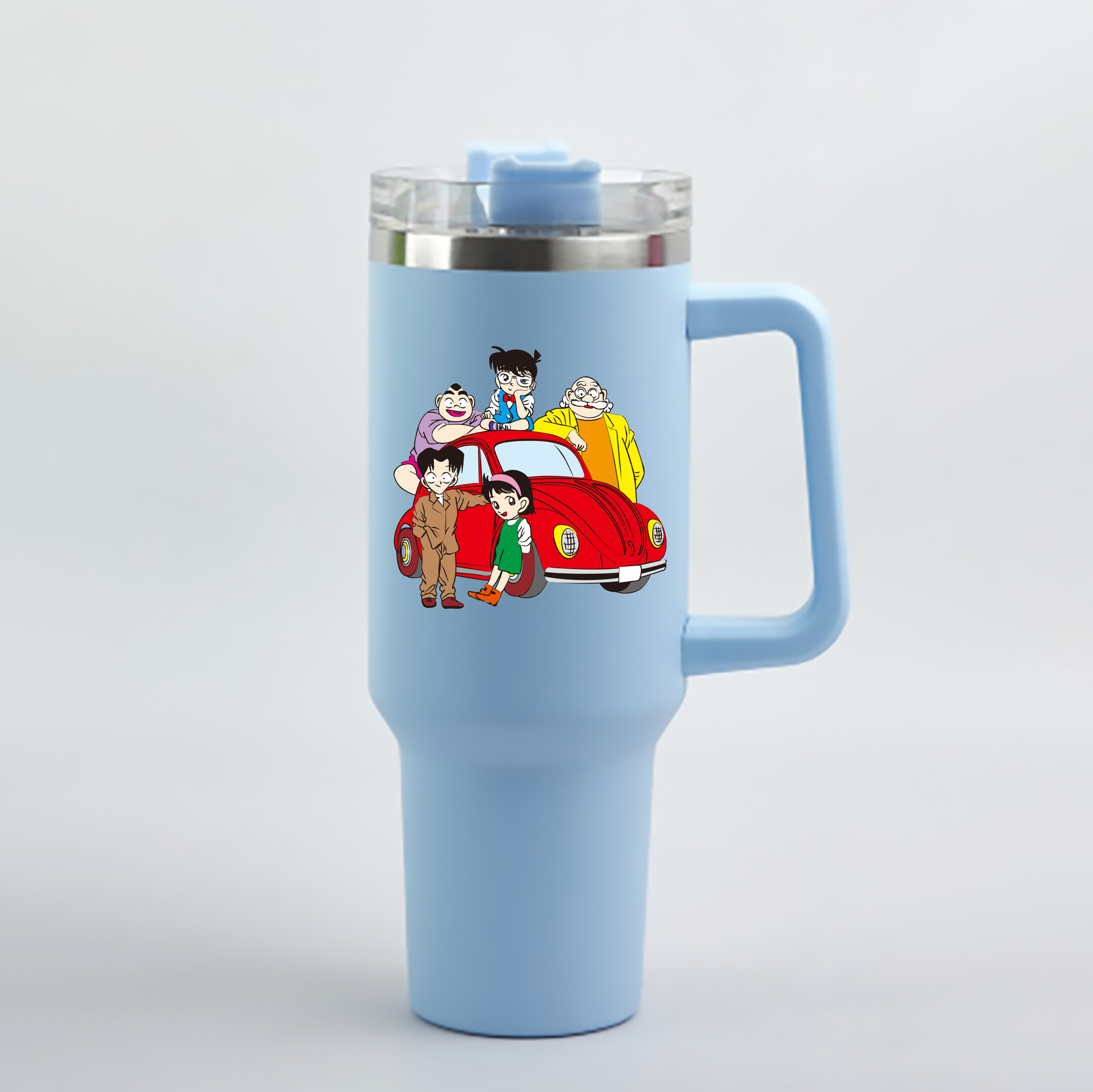 （画像用） 名探偵コナン Detective Conan 1200mL車用タンブラー - クリスタルステッカー（プラスチックストロー付き）